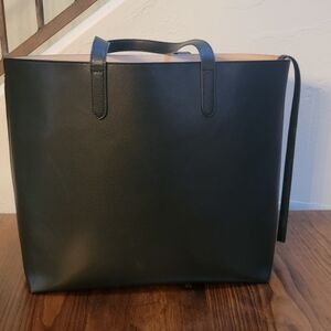 Classic Versatile  Black Leather (?) or Man Made (?) Tote Bag